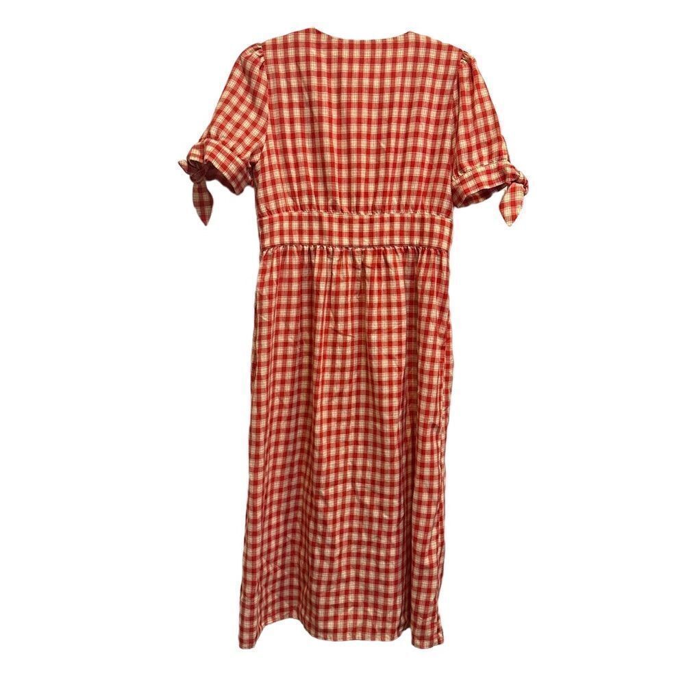 Moon River Red Gingham Midi Dress - Picture 5 of 14